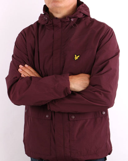 Lyle &amp; Scott – Kapuzenjacke mit Tasche in Burgunderrot