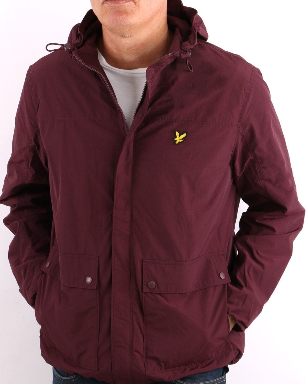 Lyle &amp; Scott – Kapuzenjacke mit Tasche in Burgunderrot