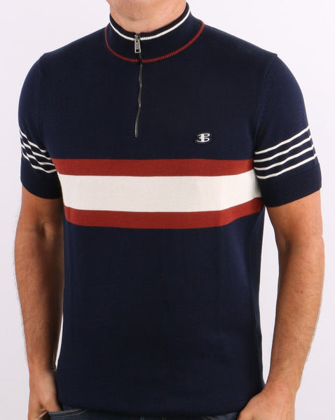 Ben Sherman Zip Neck Polo Shirt Navy