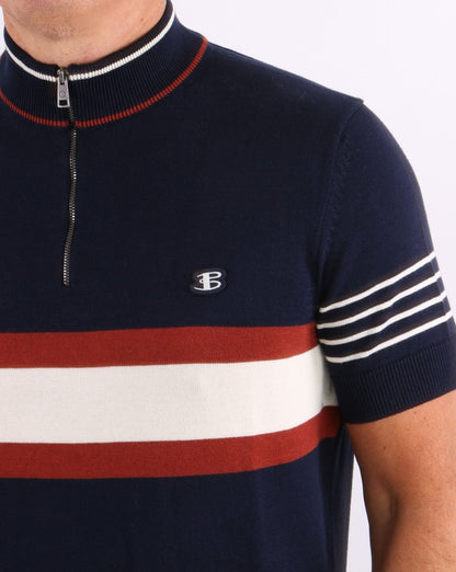 Ben Sherman – Poloshirt mit Reißverschluss am Kragen, Marineblau