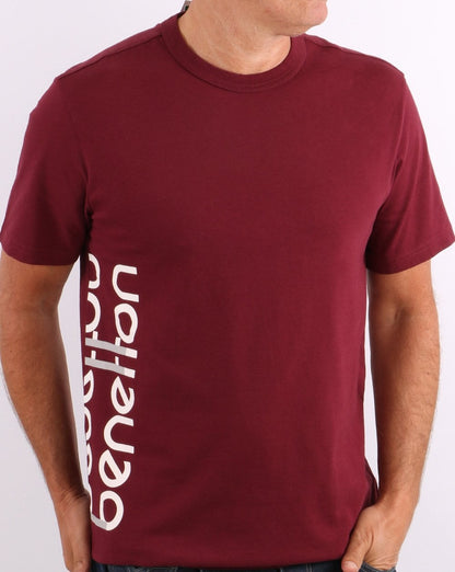 Benetton DNA Logo T-Shirt Burgunderrot