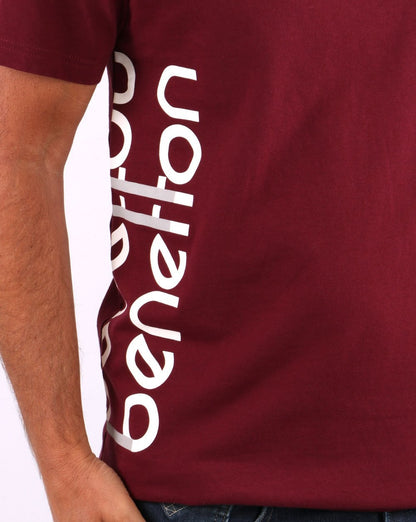 Benetton DNA Logo T-Shirt Burgunderrot