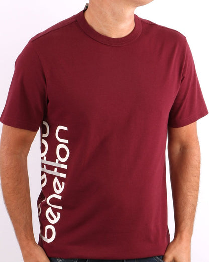 Benetton DNA Logo T-Shirt Burgunderrot