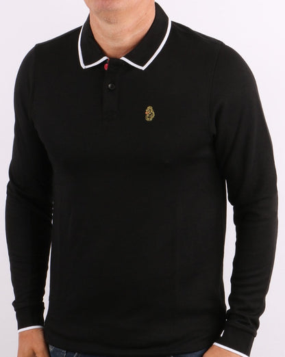Luke Meadtastic Langarm-Poloshirt Schwarz