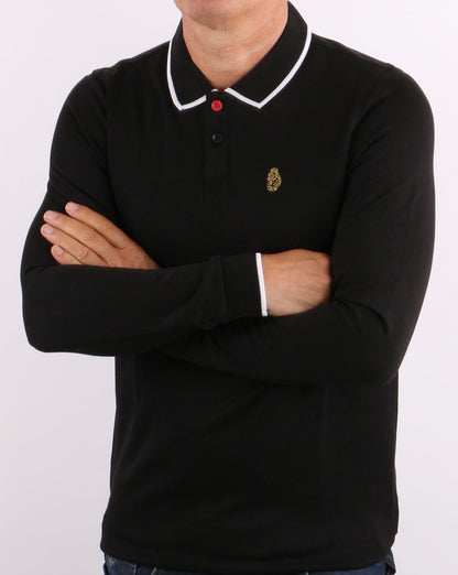 Luke Meadtastic Langarm-Poloshirt Schwarz