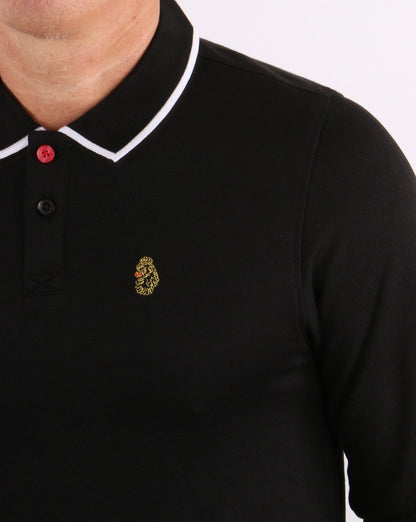 Luke Meadtastic Langarm-Poloshirt Schwarz