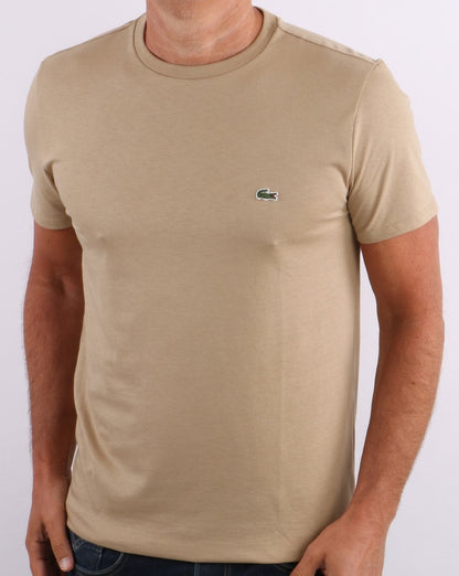 Lacoste – T-Shirt aus Pima-Baumwolle in Sand