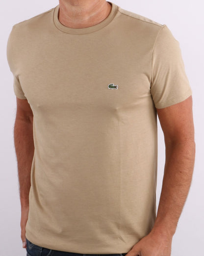 Lacoste – T-Shirt aus Pima-Baumwolle in Sand