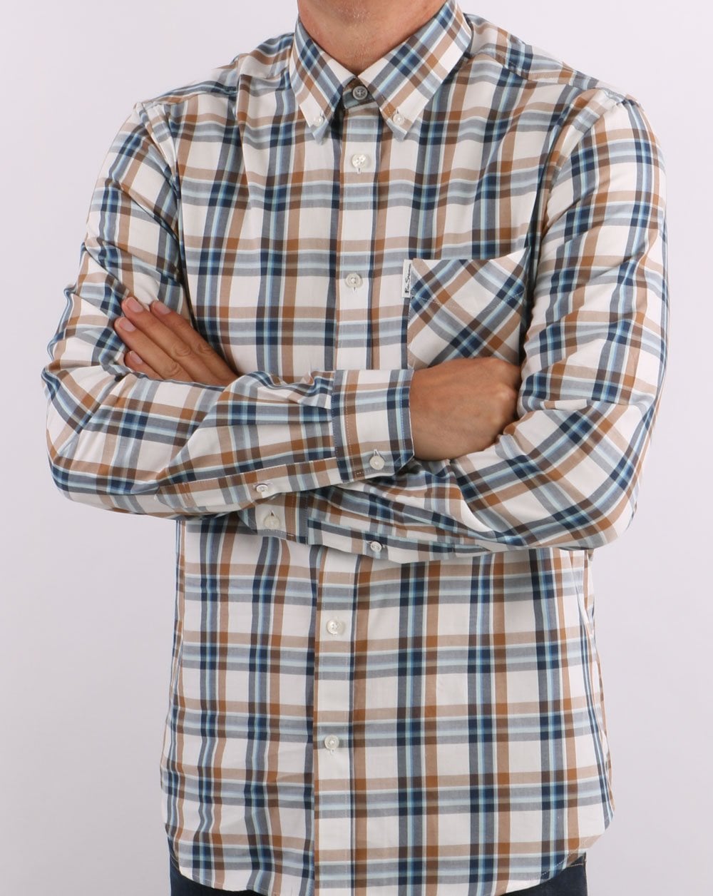 Ben Sherman Winter Madras Check Shirt Cream