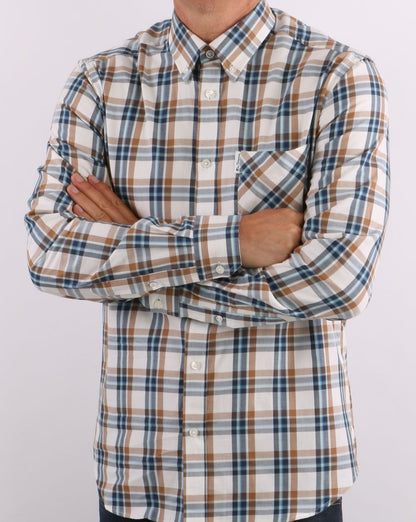 Ben Sherman – Winter-Madras-Karohemd in Creme