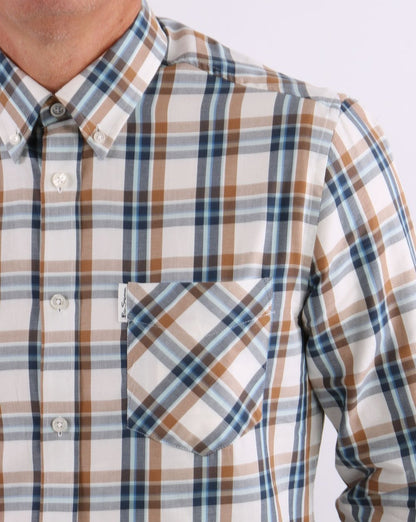 Ben Sherman – Winter-Madras-Karohemd in Creme