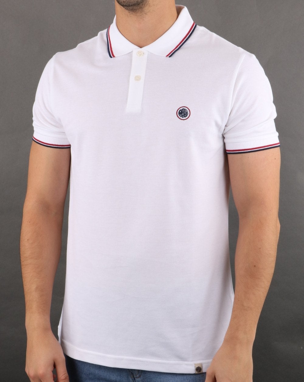 Pretty Green Barton Poloshirt Weiß/Marineblau