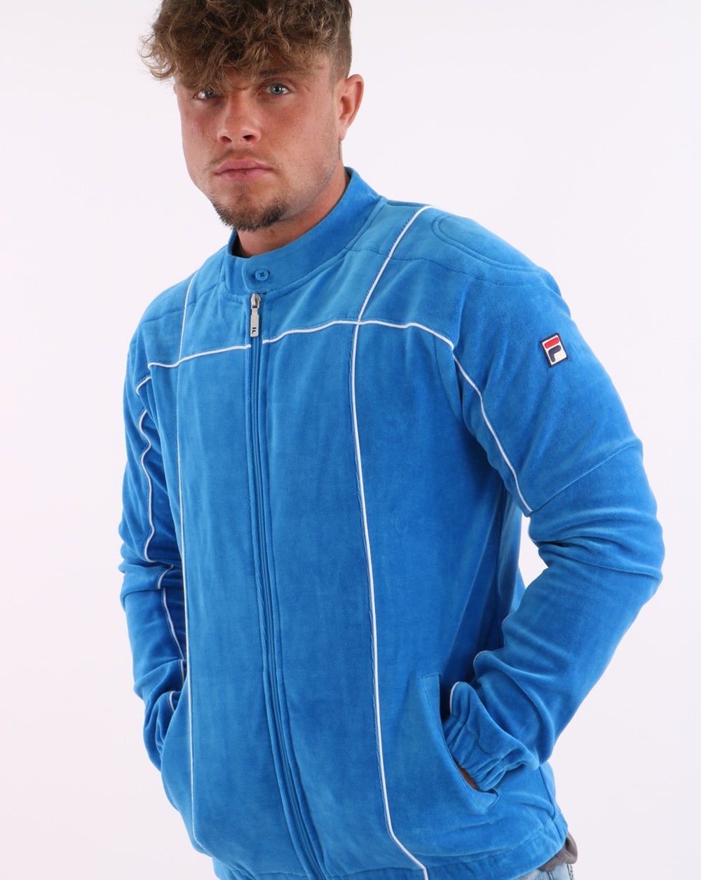Fila Vintage Terrinda Velours-Trainingsjacke, Französischblau