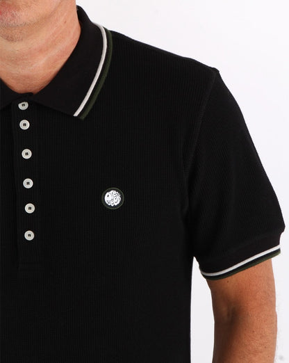 Pretty Green Waffel-Poloshirt Schwarz