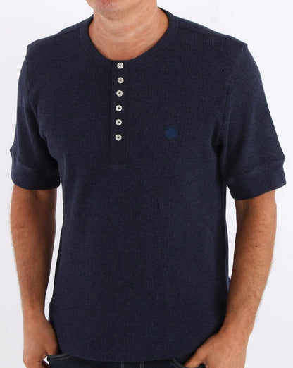 Pretty Green Waffel-T-Shirt Marineblau