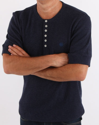 Pretty Green Waffel-T-Shirt Marineblau