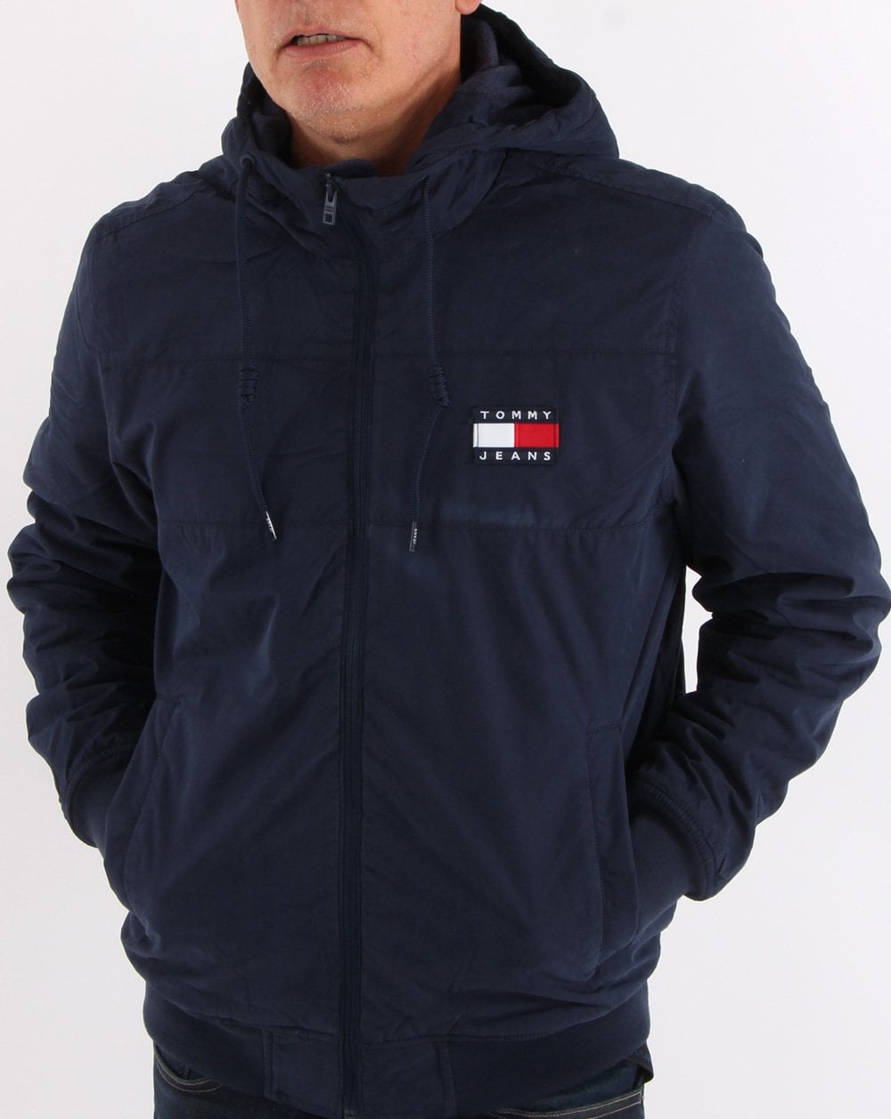 Tommy Jeans – Shell-Jacke mit Fleecefutter in Marineblau