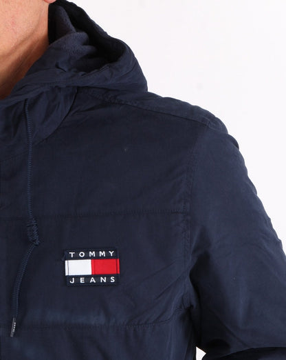 Tommy Jeans – Shell-Jacke mit Fleecefutter in Marineblau