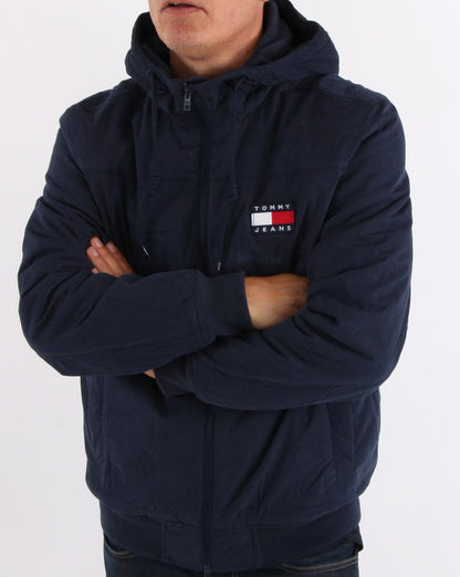 Tommy Jeans – Shell-Jacke mit Fleecefutter in Marineblau