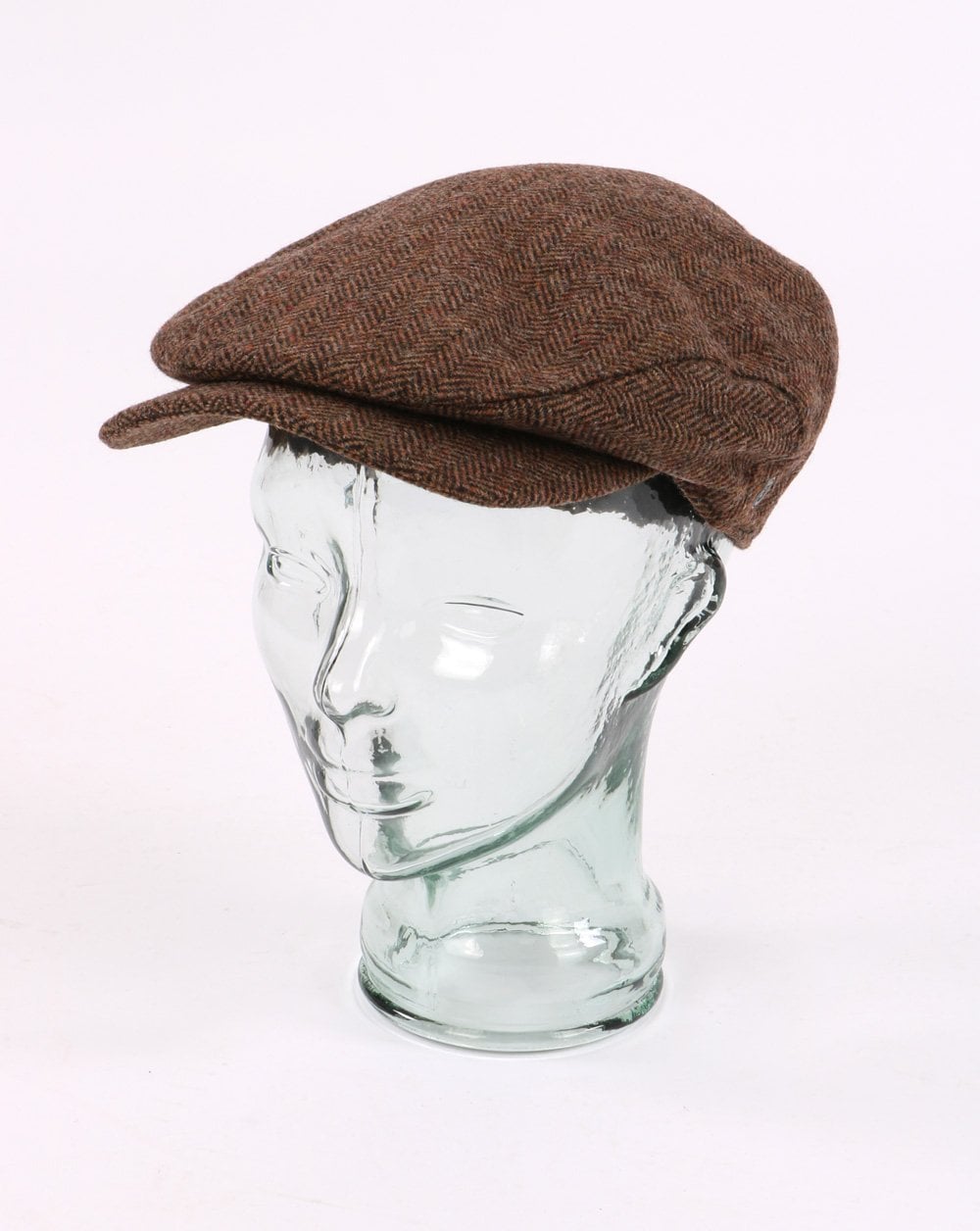 Herringbone Extended Bill Flat Cap Brown