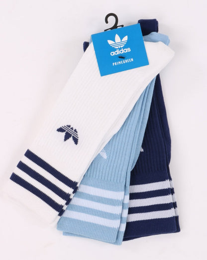 Adidas Originals Solid Crew Socken 3er-Pack Weiß/Marineblau/Himmelblau