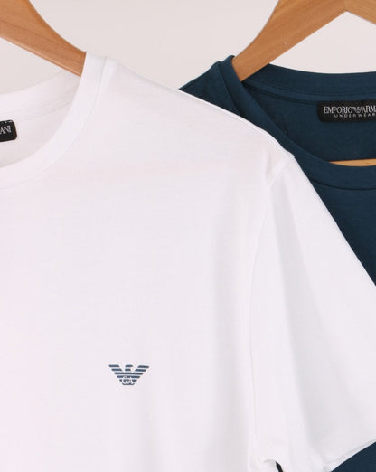Emporio Armani – 2er-Pack T-Shirts, Weiß/Marineblau