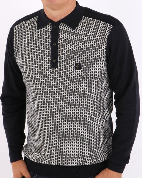 Gabicci Vintage Weaver Knitted Polo Navy/white