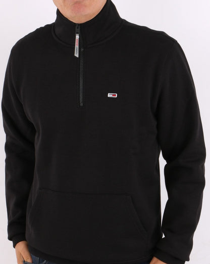 Tommy Jeans – Schwarzes Sweatshirt mit halbem Reißverschluss