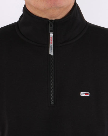 Tommy Jeans – Schwarzes Sweatshirt mit halbem Reißverschluss
