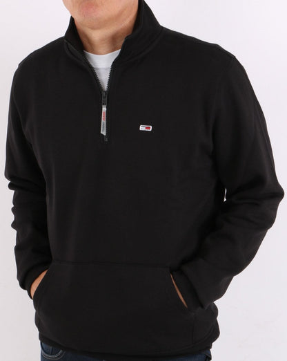 Tommy Jeans – Schwarzes Sweatshirt mit halbem Reißverschluss