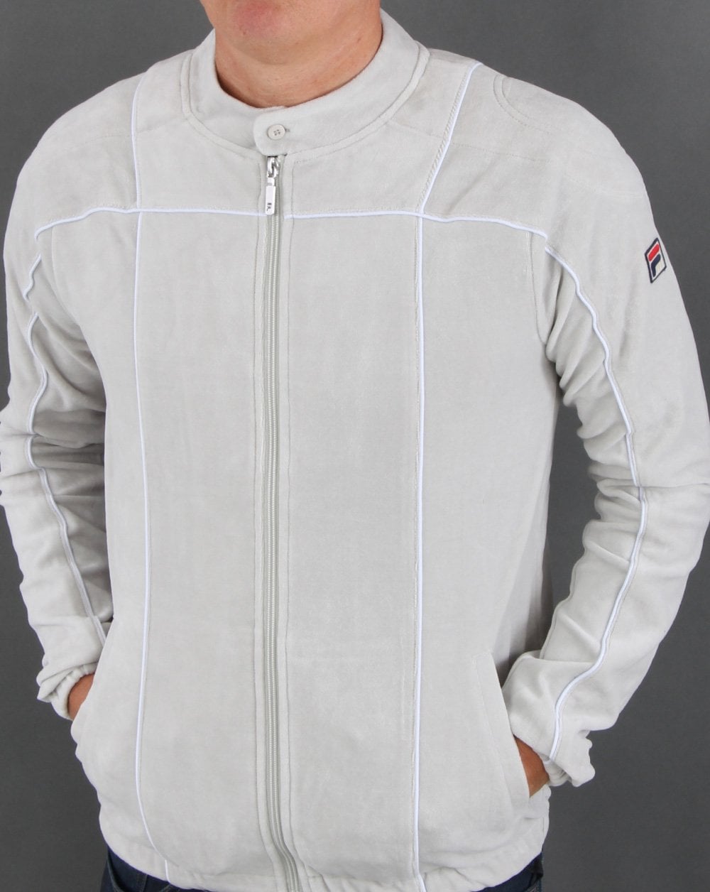 Fila Vintage Terrinda Velours-Trainingsjacke in Grau