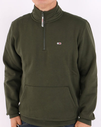 Tommy Jeans Sweatshirt mit halbem Reißverschluss, dunkles Olivgrün