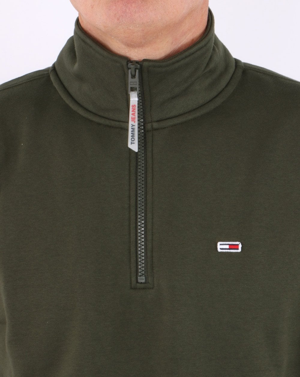 Tommy Jeans Sweatshirt mit halbem Reißverschluss, dunkles Olivgrün