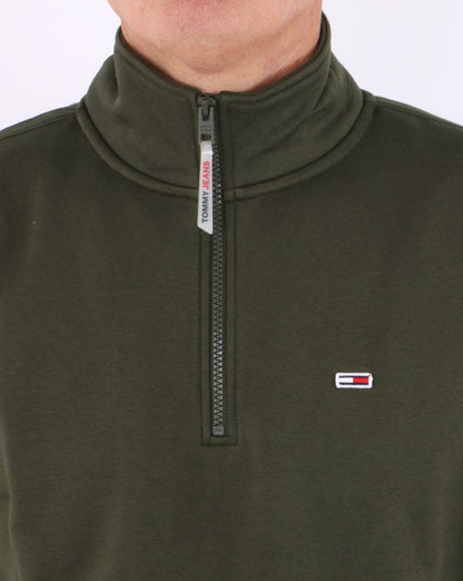 Tommy Jeans Sweatshirt mit halbem Reißverschluss, dunkles Olivgrün