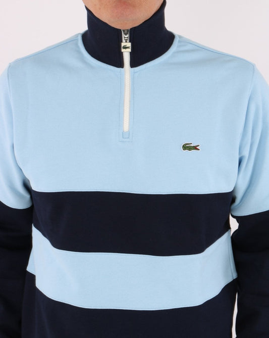 Lacoste Lacoste – Pullover mit Reißverschluss und Farbblockdesign, Himmelblau/Marineblau