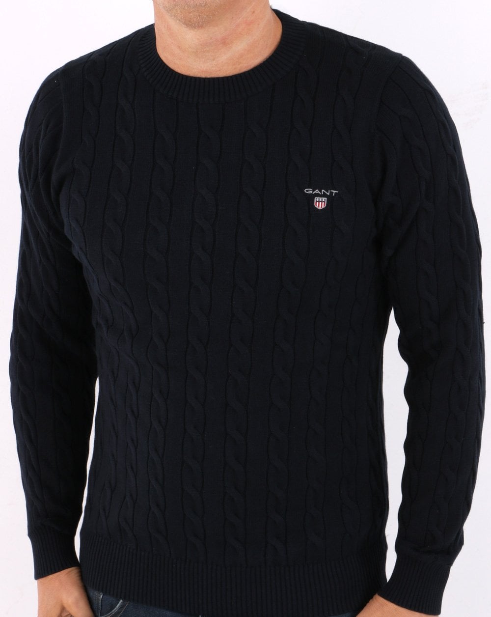 Gant Cable Crew Knit Marineblau