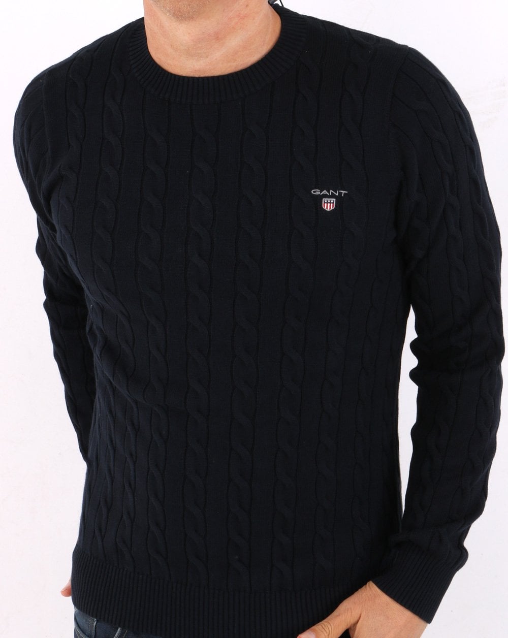 Gant Cable Crew Knit Marineblau