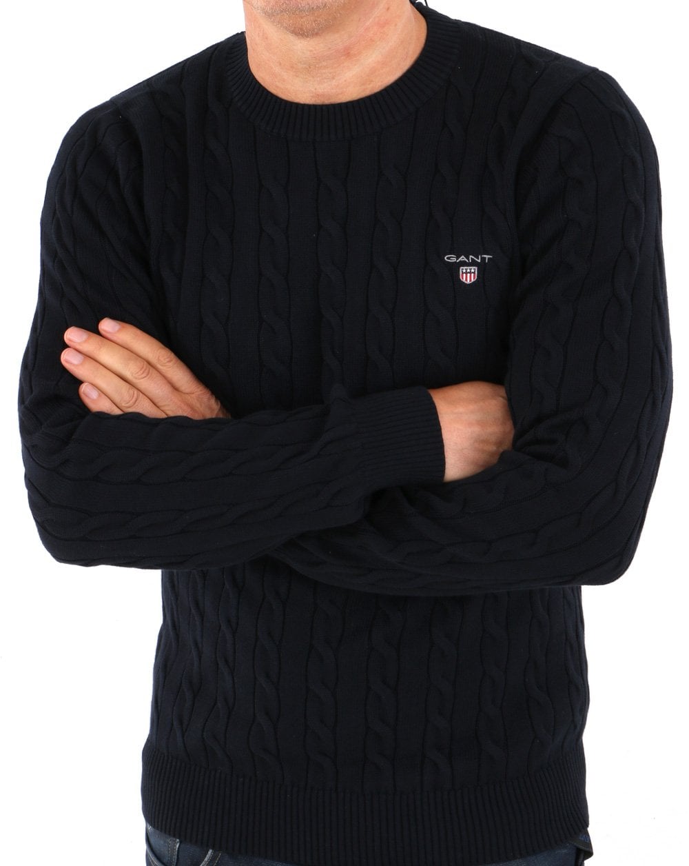Gant Cable Crew Knit Marineblau