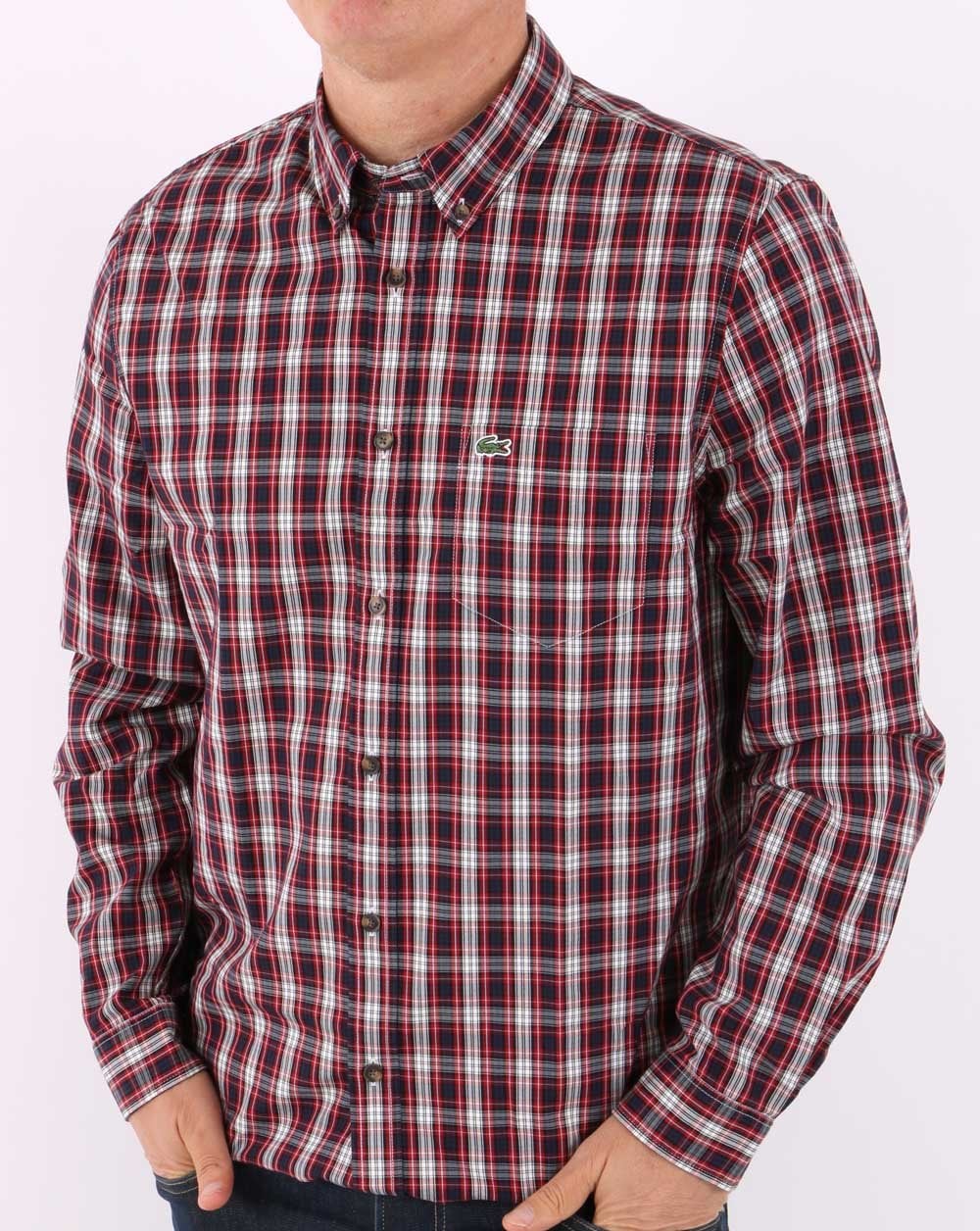 Lacoste Check Oxford Shirt Red/Navy/White