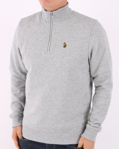 Luke Sport – Sydney – Sweatshirt mit 1/4-Reißverschluss in Mittelgrau meliert