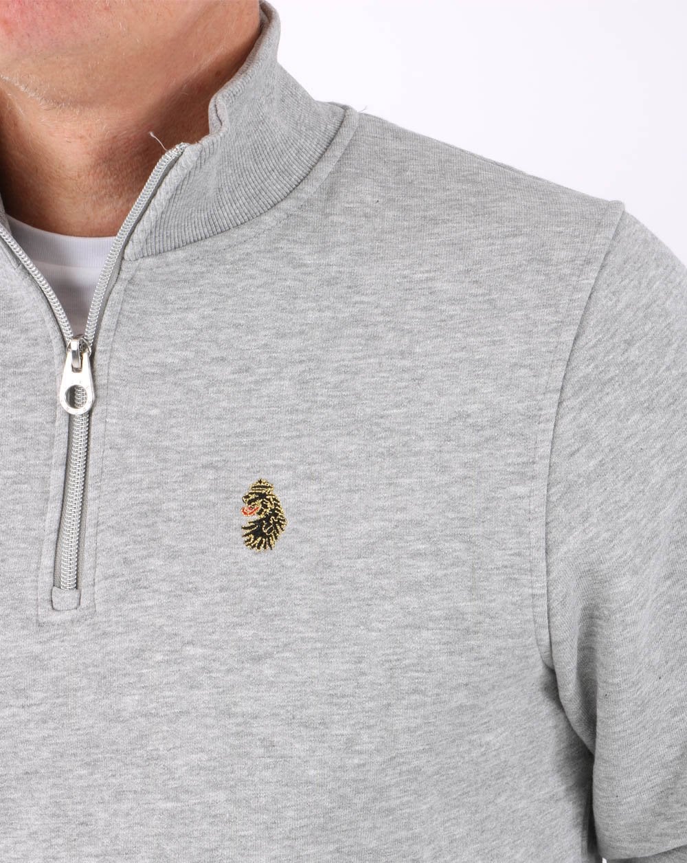 Luke Sport – Sydney – Sweatshirt mit 1/4-Reißverschluss in Mittelgrau meliert