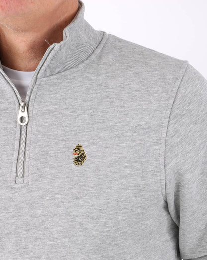 Luke Sport – Sydney – Sweatshirt mit 1/4-Reißverschluss in Mittelgrau meliert