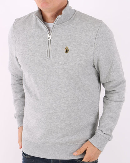 Luke Sport – Sydney – Sweatshirt mit 1/4-Reißverschluss in Mittelgrau meliert
