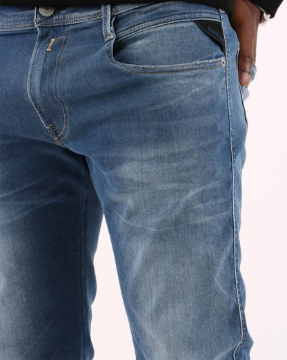 Replay Anbass Hyperflex Re-used Jeans Mittelblau