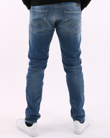 Replay Anbass Hyperflex Re-used Jeans Mittelblau