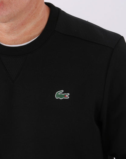 Lacoste Sports – Schwarzes Sweatshirt mit Mesh-Einsätzen