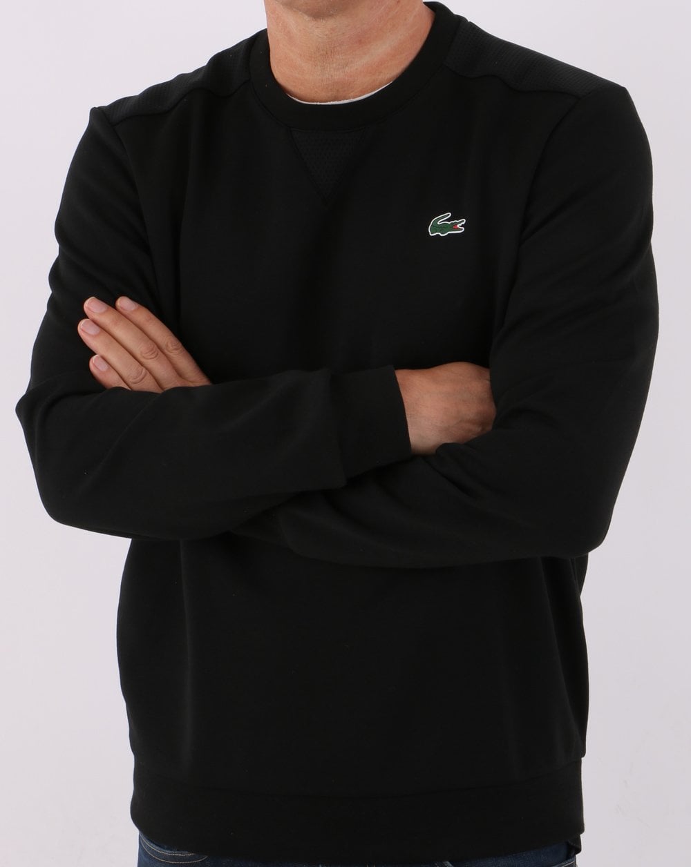Lacoste Sports – Schwarzes Sweatshirt mit Mesh-Einsätzen