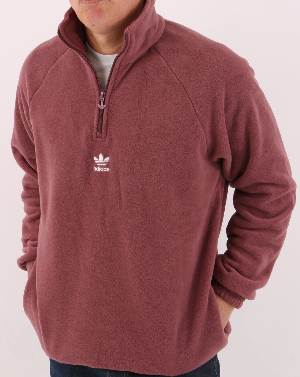 Adidas Originals Trefoil Half Zip Fleece Quiet Crinson