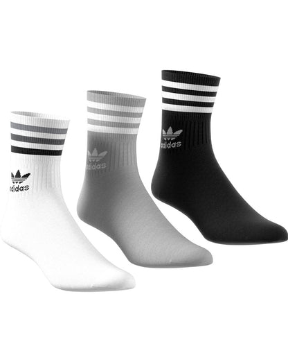 Adidas Originals Crew-Socken 3er-Pack Weiß/Grau/Schwarz