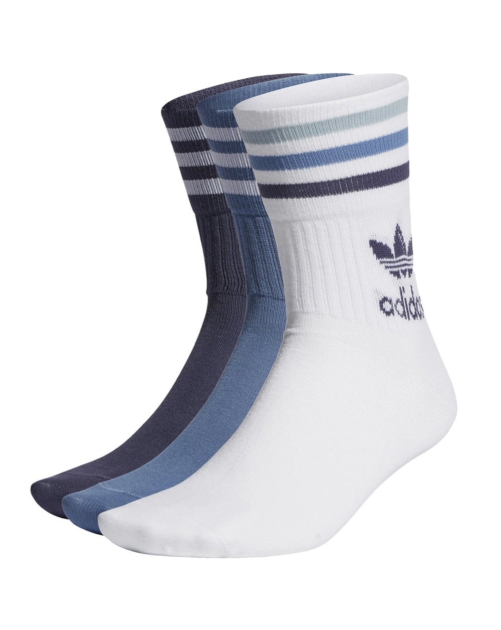 Adidas Originals Mid Cut Crew Socken 3er-Pack Weiß/Blau/Marineblau